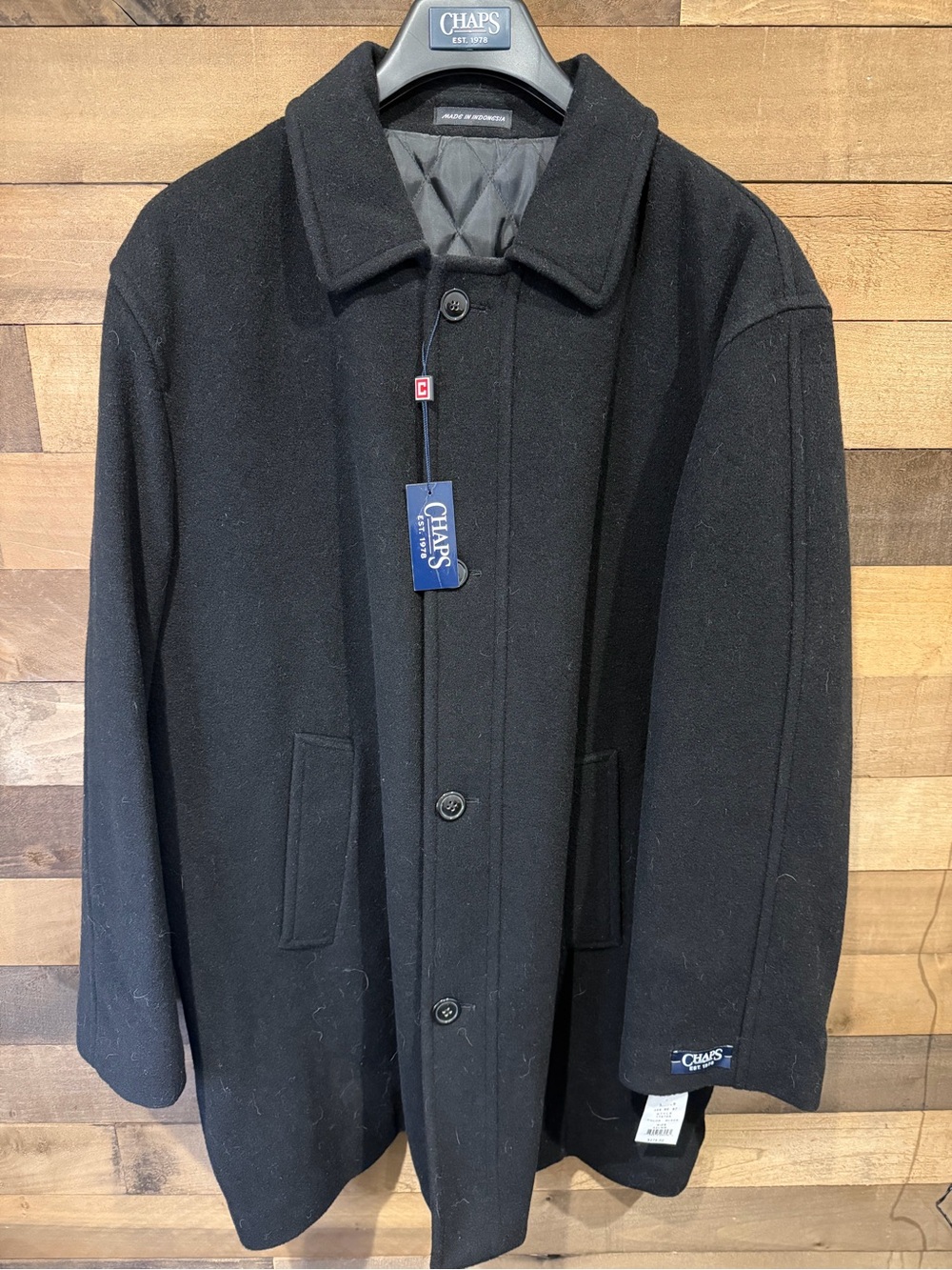 Chaps Black Wool Blend Pea Coat